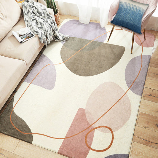 Novelty Living Room Rug Pastel Color Blocking Carpet Polyester Pet-Friendly Area Rug