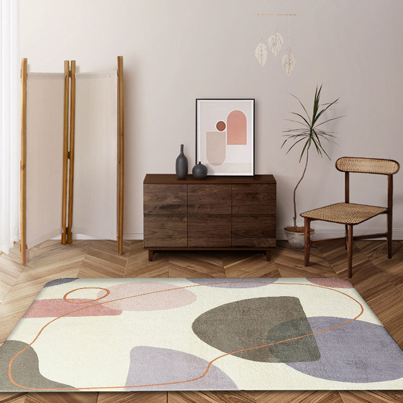 Novelty Living Room Rug Pastel Color Blocking Carpet Polyester Pet-Friendly Area Rug - view 4