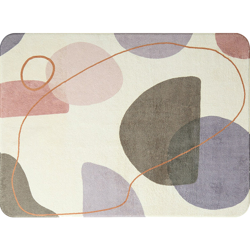 Novelty Living Room Rug Pastel Color Blocking Carpet Polyester Pet-Friendly Area Rug