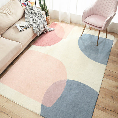 Novelty Living Room Rug Pastel Color Blocking Carpet Polyester Pet-Friendly Area Rug