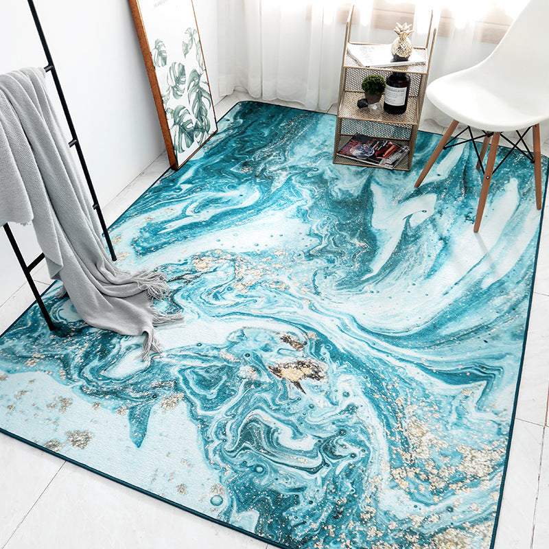 Creative Marble Look Rug Light Color Polypropylene Carpet Stain Resistant Area Rug for Living Room - view 3