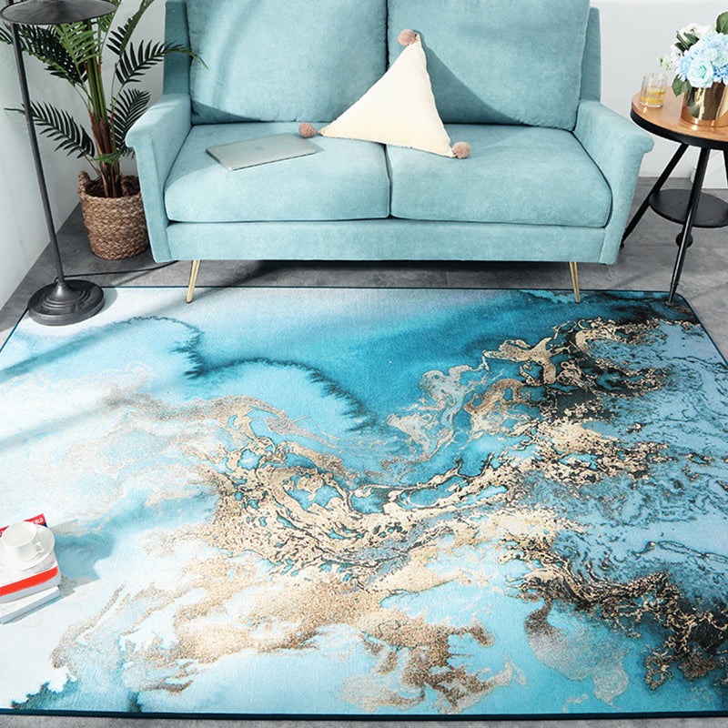 Creative Marble Look Rug Light Color Polypropylene Carpet Stain Resistant Area Rug for Living Room