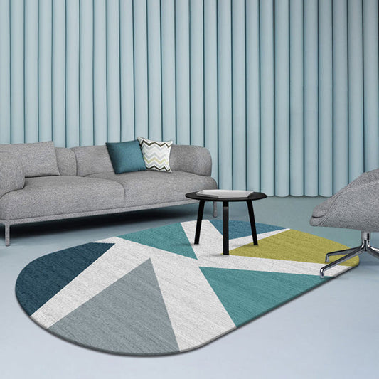 Multi-Color Living Room Rug Minimalist Geometry Area Carpet Synthetics Non-Slip Backing Rug - Green - Clearhalo - 'Area Rug' - 'Rug' - 1898192