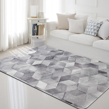 Dark Geometric Pattern Rug Synthetics Creative Carpet Anti-Slip Area Rug for Home Decoration