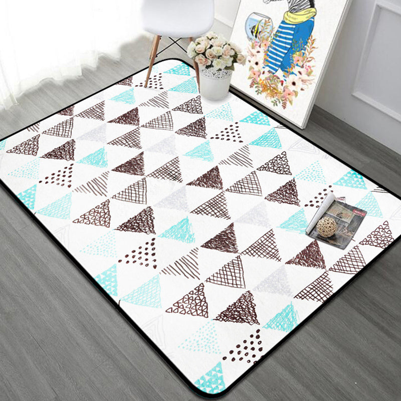 Novelty Triangle Indoor Rug Pastel Color Polyester Rug Non-Slip Backing Area Carpet for Room