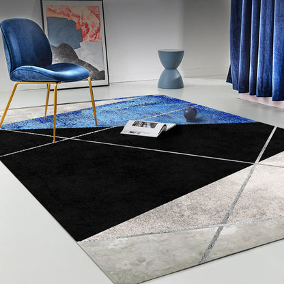 Dark Color Simplicity Rug Polypropylene Colorblock Geometric Carpet Non-Slip Pet Friendly Rug for Home