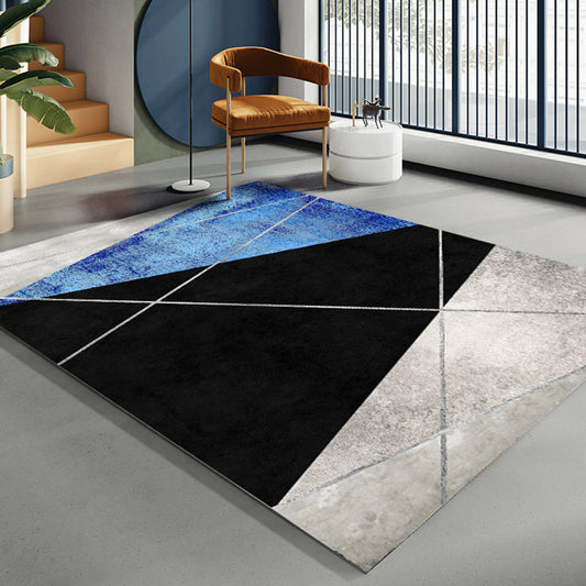 Dark Color Simplicity Rug Polypropylene Colorblock Geometric Carpet Non-Slip Pet Friendly Rug for Home