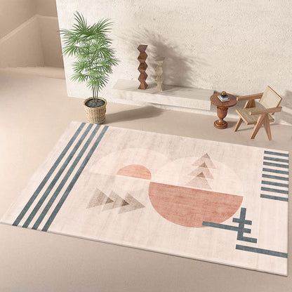 Esthetic Geometric Indoor Rug Morandi Color Creative Rug Polyester Stain-Proofing Carpet for Living Room