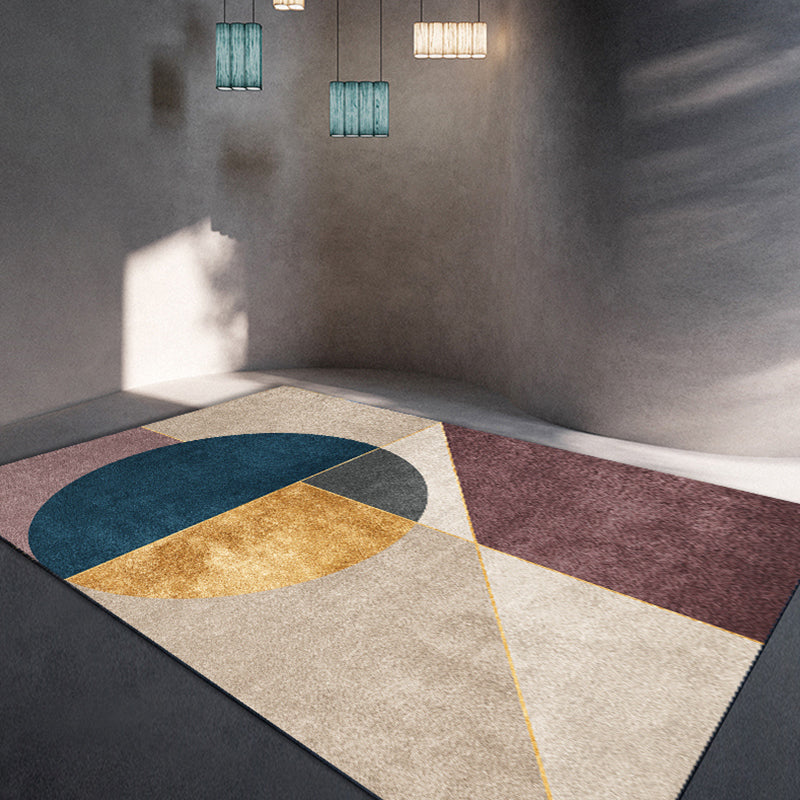 Esthetic Geometric Indoor Rug Morandi Color Creative Rug Polyester Stain-Proofing Carpet for Living Room - view 6