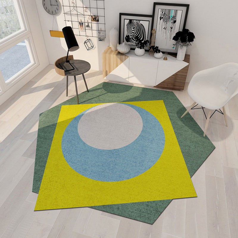 Odd-Shaped Geometric Patchwork Rug Soft Color Novelty Carpet Synthetics Anti-Slip Rug for Bedroom