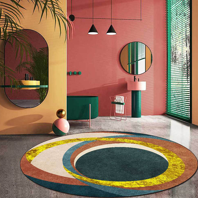 Exotic Novelty Indoor Rug Gold Circles Area Carpet Stain Resistant Rug for Home Decor - view 2