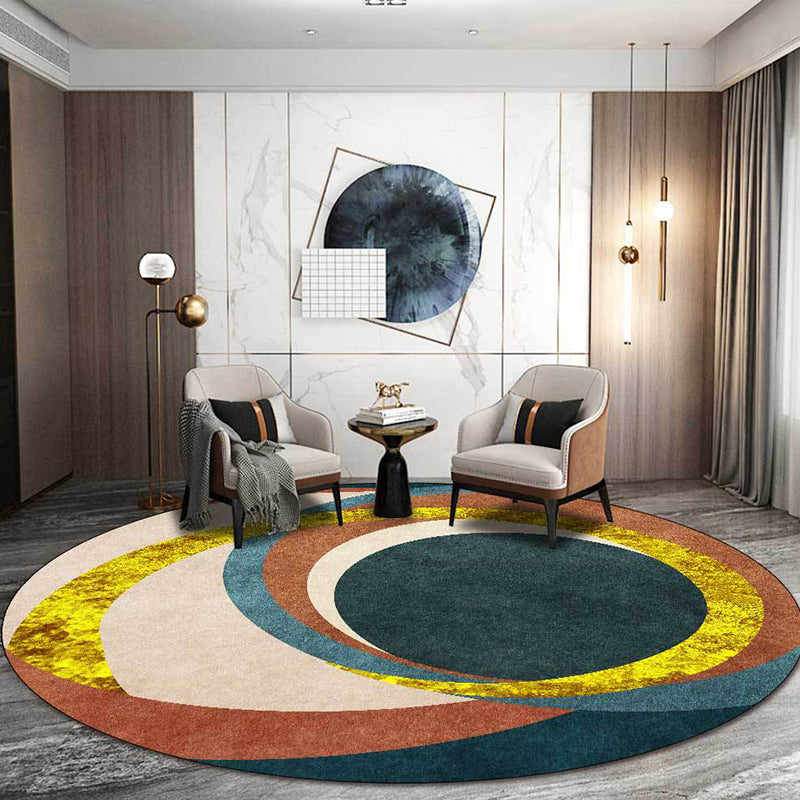 Exotic Novelty Indoor Rug Gold Circles Area Carpet Stain Resistant Rug for Home Decor