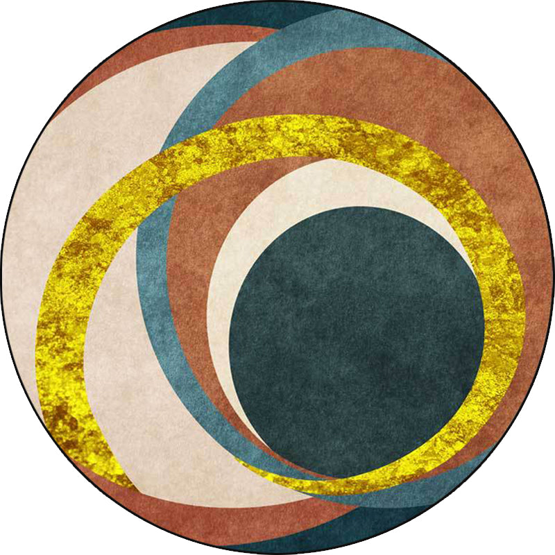 Exotic Novelty Indoor Rug Gold Circles Area Carpet Stain Resistant Rug for Home Decor