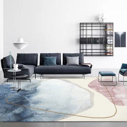 Pastel Color Living Room Rug Nordic Colorblock Area Carpet Polyester Anti-Slip Backing Rug