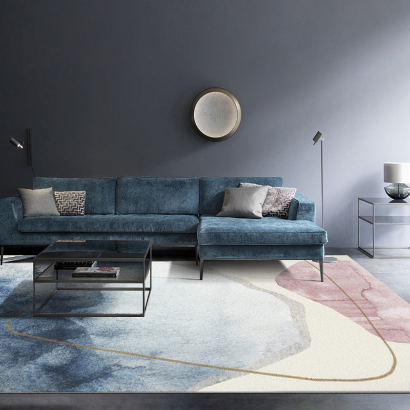 Pastel Color Living Room Rug Nordic Colorblock Area Carpet Polyester Anti-Slip Backing Rug - view 2