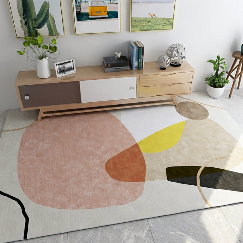 Multicolored Modern Rug Polyester Geometrical Colorblock Rug Anti-Slip Machine Washable Carpet for Home - Pink - Clearhalo - 'Area Rug' - 'Rug' - 1898541