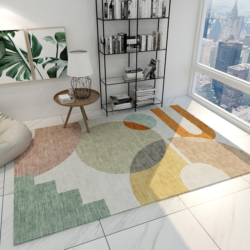 Multicolored Modern Rug Polyester Geometrical Colorblock Rug Anti-Slip Machine Washable Carpet for Home - Green - Clearhalo - 'Area Rug' - 'Rug' - 1898543