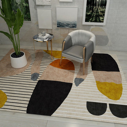 Multicolored Modern Rug Polyester Geometrical Colorblock Rug Anti-Slip Machine Washable Carpet for Home - Black - Clearhalo - 'Area Rug' - 'Rug' - 1898545