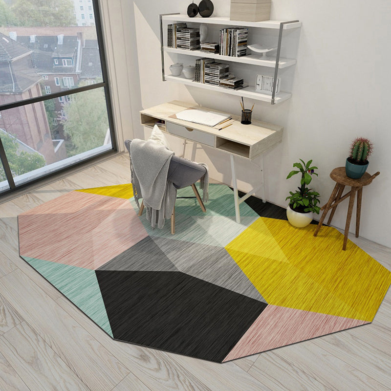 Cool Geometric Rug Multicolor Trendy Area Carpet Polyester Anti-Slip Easy Care Rug for Living Room