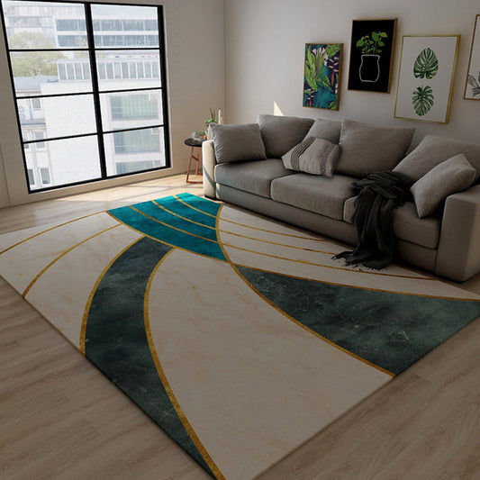 Dark Color Block Abstract Rug Polypropylene Minimalist Carpet Stain Resistant Anti-Slip Backing Rug for Bedroom