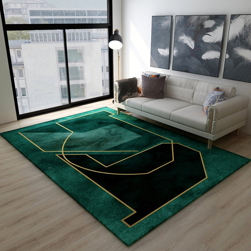 Dark Color Block Abstract Rug Polypropylene Minimalist Carpet Stain Resistant Anti-Slip Backing Rug for Bedroom