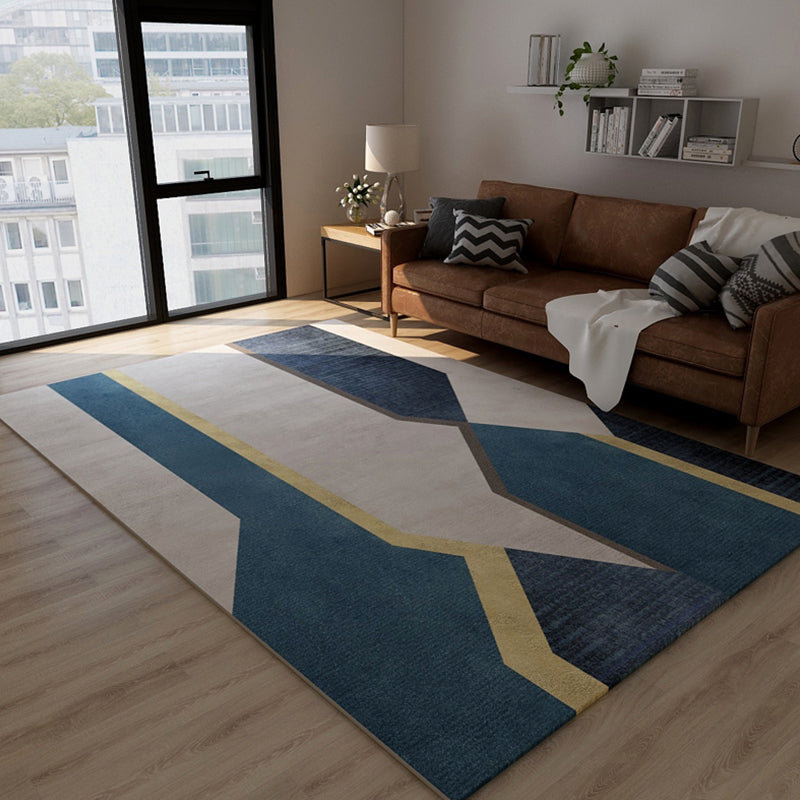 Dark Color Block Abstract Rug Polypropylene Minimalist Carpet Stain Resistant Anti-Slip Backing Rug for Bedroom