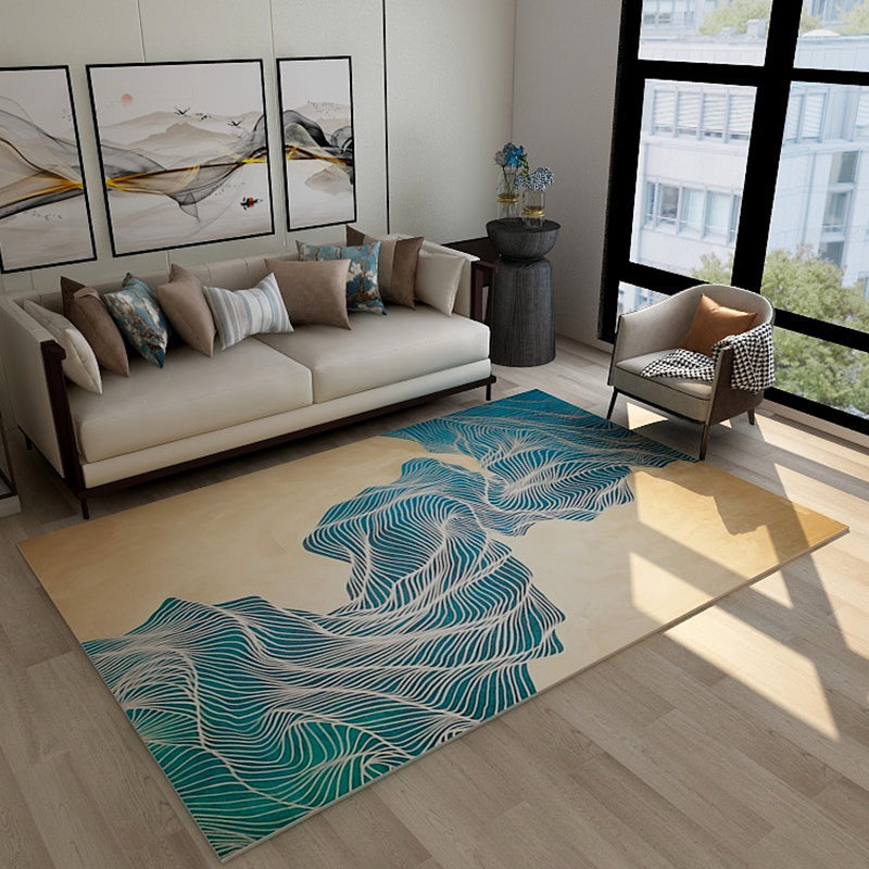 Trendy Flowing Swirls Rug Dark Color Synthetics Carpet Easy Care Anti-Slip Area Rug for Living Room Yellow Clearhalo 'Area Rug' 'Rug' 1898610