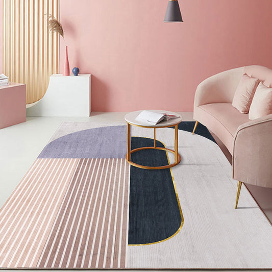 Pastel Color Scandinavian Rug Polypropylene Geometric Shapes and Lines Carpet Non-Slip Backing Rug for Home - Beige - Clearhalo - 'Area Rug' - 'Rug' - 1898619