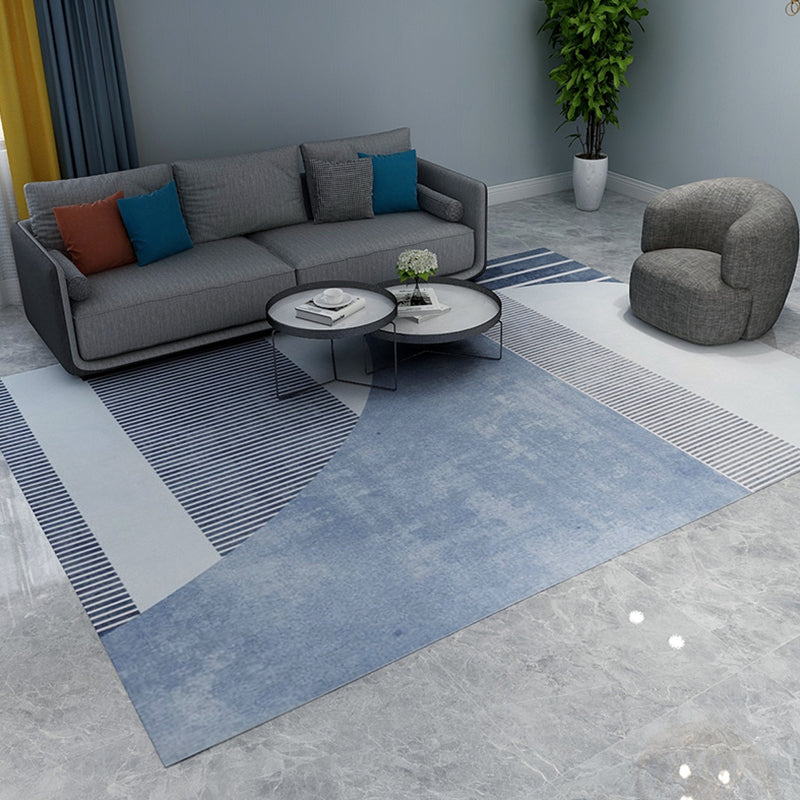 Soft Blue Geometric Rug Polyester Minimalism Rug Non-Slip Pet Friendly Area Carpet for Living Room Dark Blue Clearhalo 'Area Rug' 'Rug' 1898658