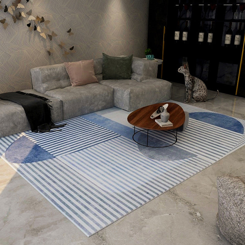 Soft Blue Geometric Rug Polyester Minimalism Rug Non-Slip Pet Friendly Area Carpet for Living Room Blue Clearhalo 'Area Rug' 'Rug' 1898660