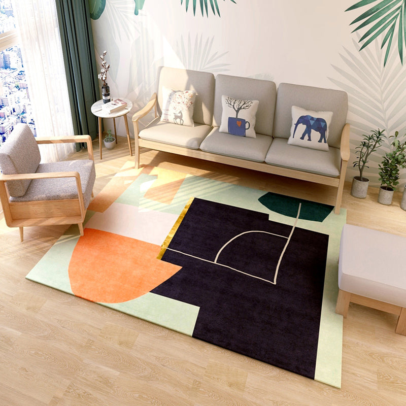 Bold Geometric Color Block Rug Multicolored Polypropylene Rug Pet Friendly Stain Resistant Carpet for Home Decor - Gloss Black - Clearhalo - 'Area Rug' - 'Rug' - 1898681