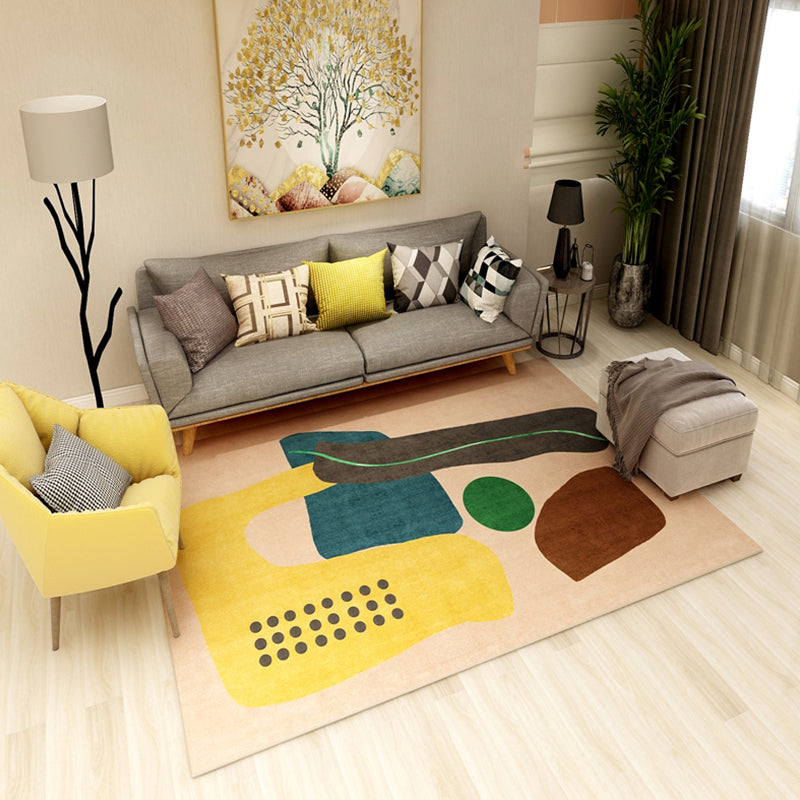 Bold Geometric Color Block Rug Multicolored Polypropylene Rug Pet Friendly Stain Resistant Carpet for Home Decor - Yellow-Red - Clearhalo - 'Area Rug' - 'Rug' - 1898683