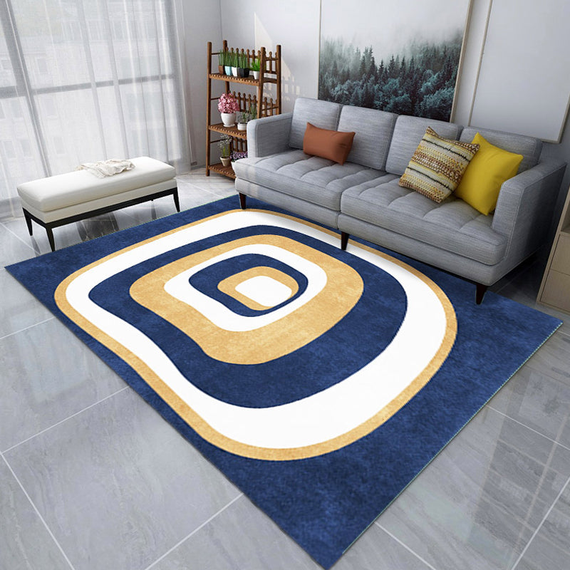 Creative Color Blocking Print Rug Multicolor Modern Style Carpet Polyester Non-Slip Backing Rug for Home - view 3