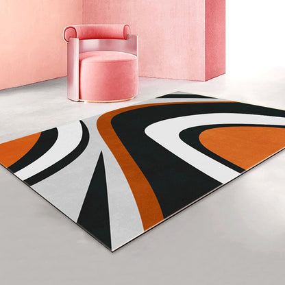 Creative Color Blocking Print Rug Multicolor Modern Style Carpet Polyester Non-Slip Backing Rug for Home