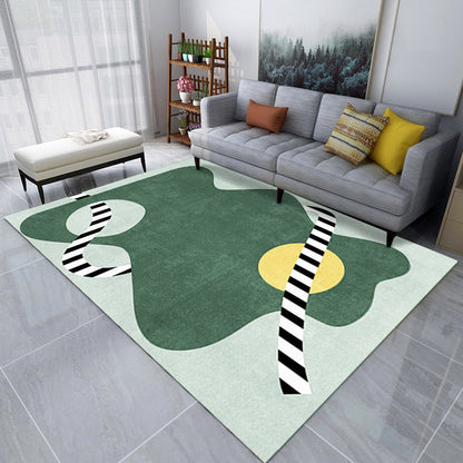 Creative Color Blocking Print Rug Multicolor Modern Style Carpet Polyester Non-Slip Backing Rug for Home