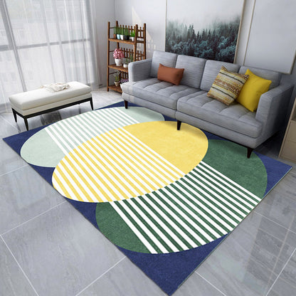 Creative Color Blocking Print Rug Multicolor Modern Style Carpet Polyester Non-Slip Backing Rug for Home