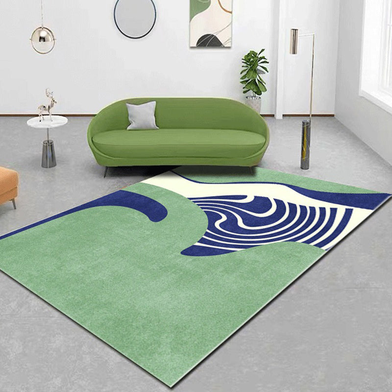 Creative Color Blocking Print Rug Multicolor Modern Style Carpet Polyester Non-Slip Backing Rug for Home