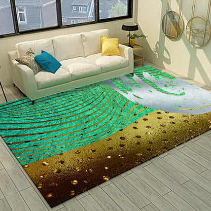 Cyberpunk Living Room Rug Multi Color Abstract Foil Flows Carpet Polyester Machine Washable Area Rug