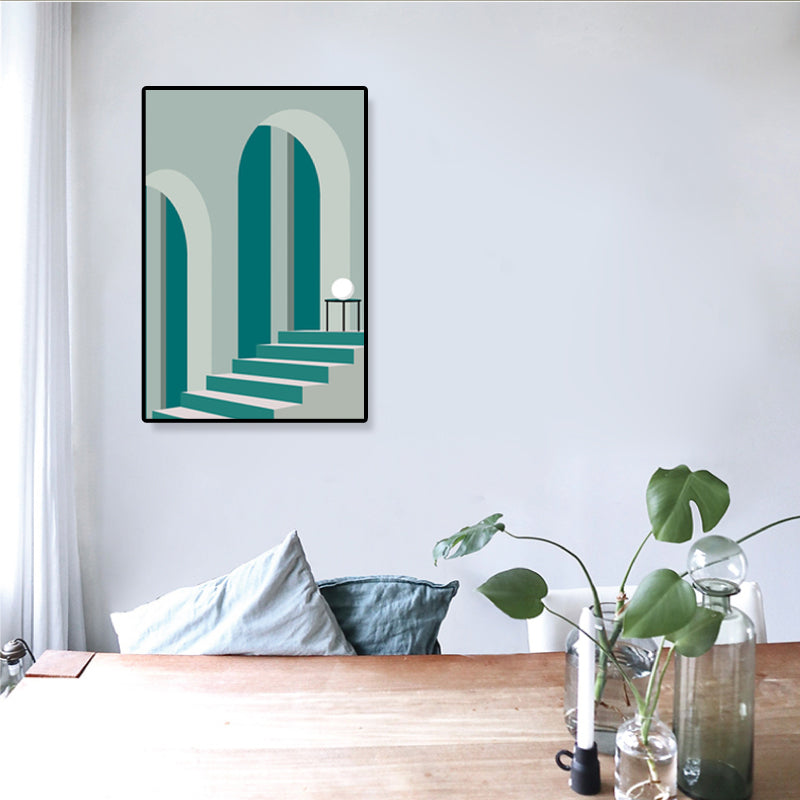 Nordic Architecture Geometric Canvas Pastel Color Textured Wall Art Print for Home