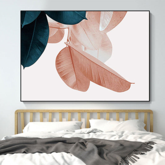 Nordic Illustration Leaf Wall Art Girls Bedroom Canvas in Pink, Multiple Sizes Available