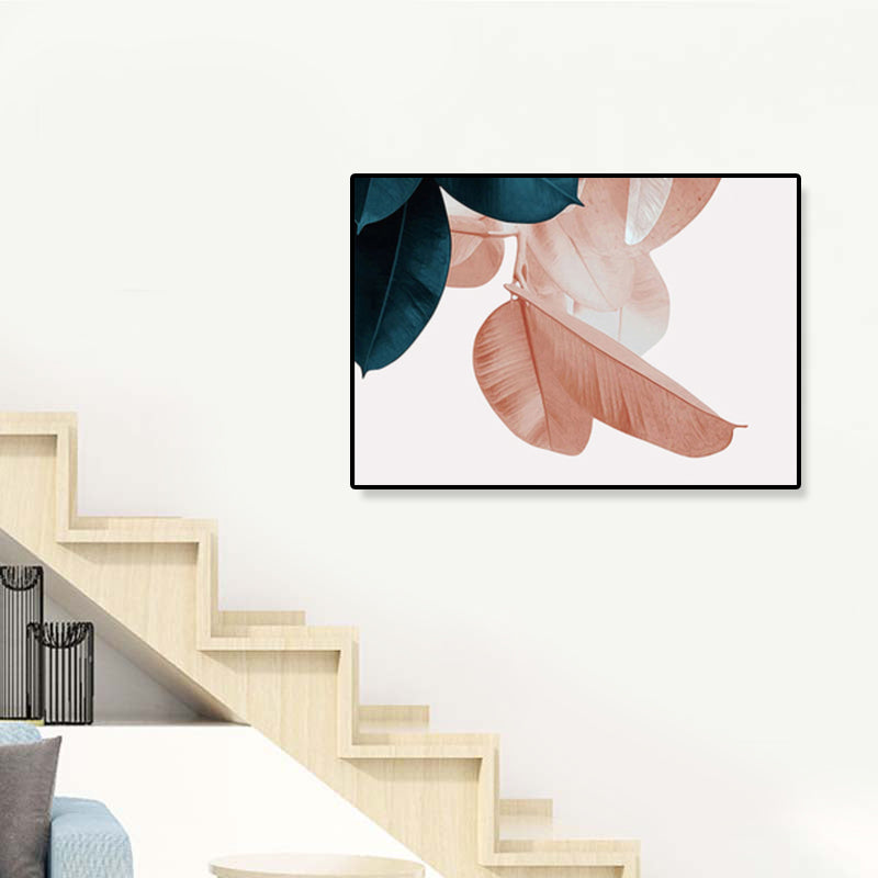 Nordic Illustration Leaf Wall Art Girls Bedroom Canvas in Pink, Multiple Sizes Available - view 3