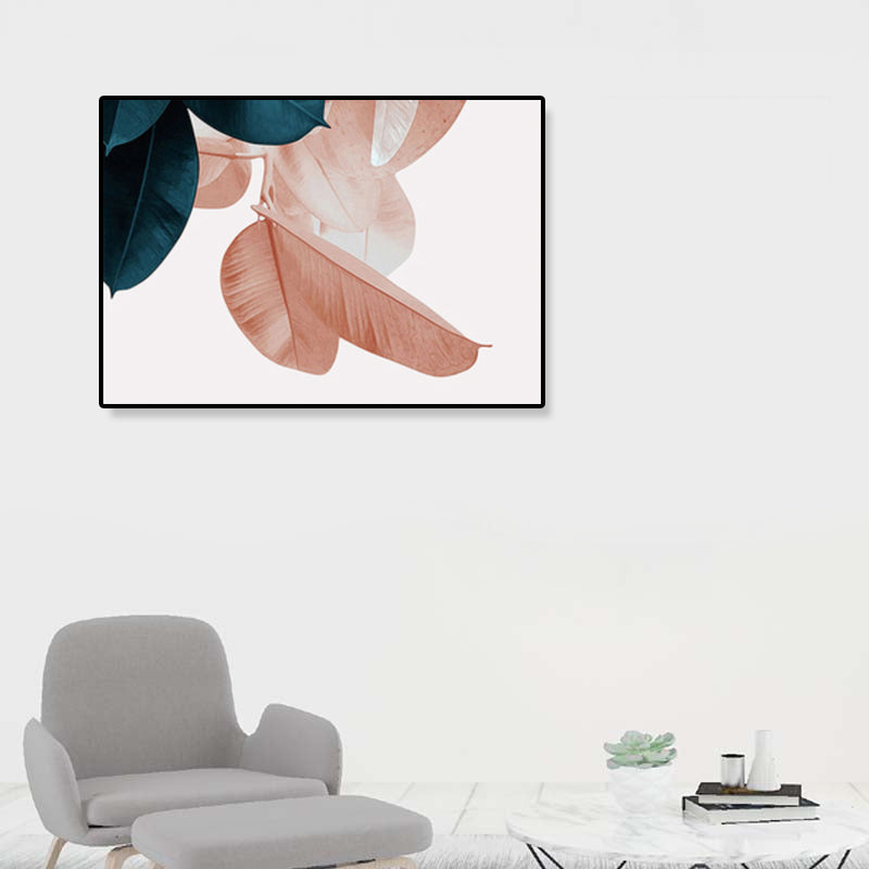 Nordic Illustration Leaf Wall Art Girls Bedroom Canvas in Pink, Multiple Sizes Available - view 2