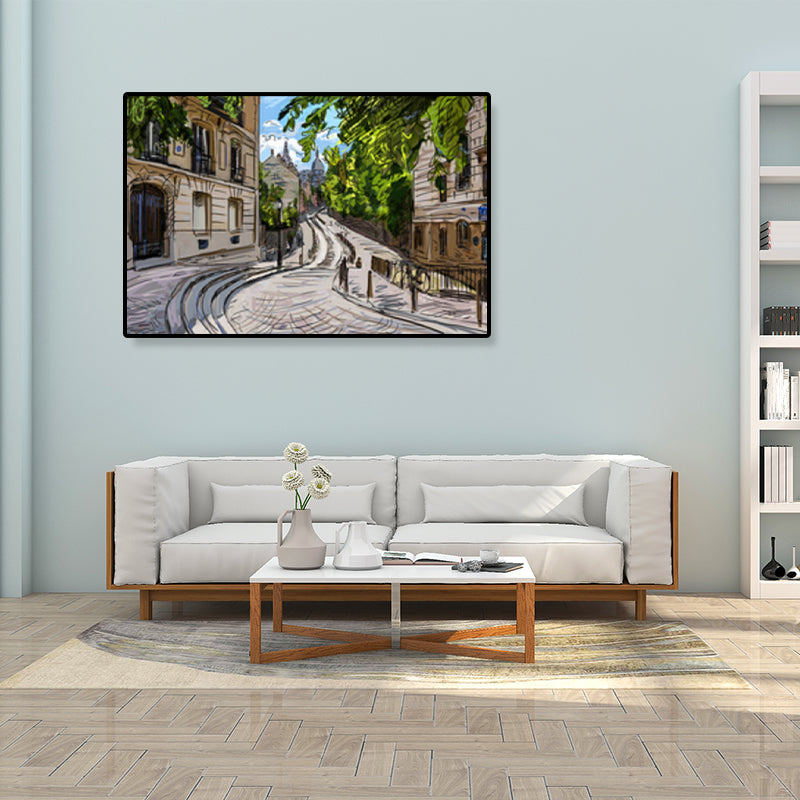 Global Inspired Landmark Painting Canvas Print Textured Pastel Wall Art for Hotel - view 2