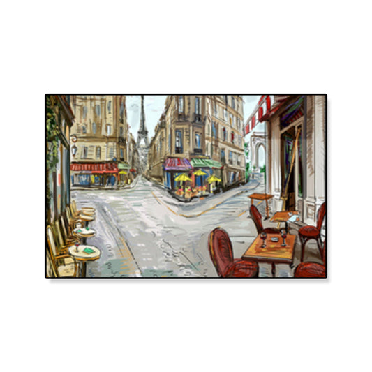 Global Inspired Landmark Painting Canvas Print Textured Pastel Wall Art for Hotel