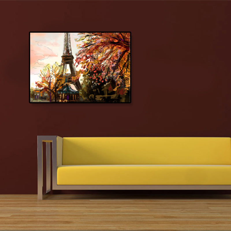 Global Inspired Landmark Painting Canvas Print Textured Pastel Wall Art for Hotel - view 28