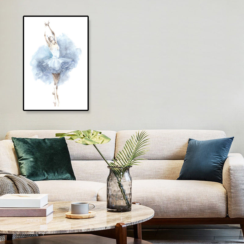 Pastel Drawing Ballet Girl Canvas Dance Nordic Textured Wall Art Print for Bedroom - view 2