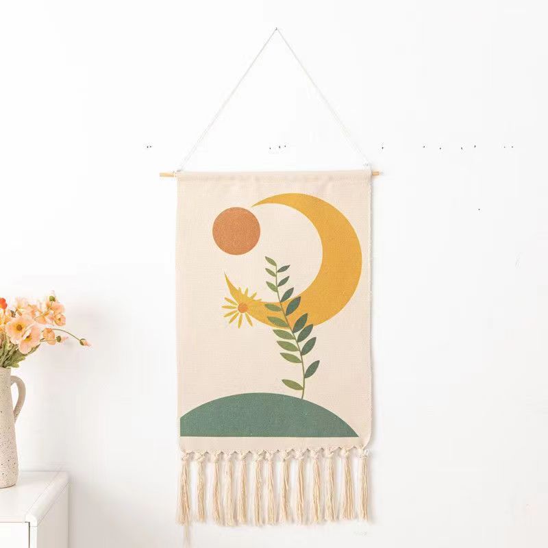 Feblilac Decorative Painting Print Tassel Tapestry