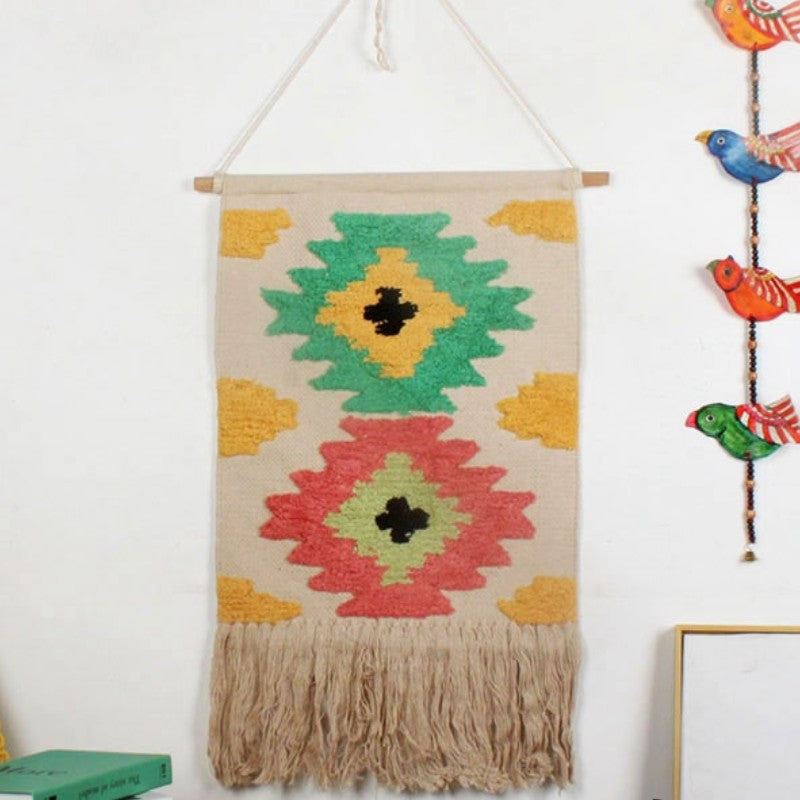 Feblilac Indian Style Tassel Tufted Tapestry