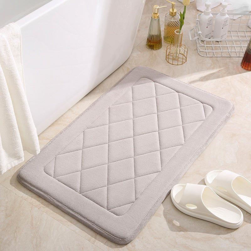 Feblilac Rectangular Solid Geometric Pattern Memory Foam Tufted Bath Mat