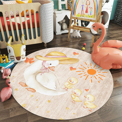 Pastel Colorful Animal Rug Synthetics Cartoon Area Carpet Non-Slip Backing Stain-Proof Rug for Kindergarten